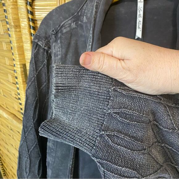 Leo & Nicole Gray cotton Jacket with Waterfall Front 2X lagenlook layering - Picture 6 of 10